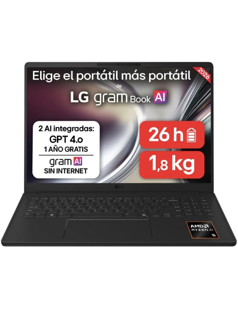 Portátil LG Gram 16UD55U-G.AX85BN Ryzen AI 7 445/ 32GB/ 512GB SSD/ 16"/ Sin Sistema Operativo