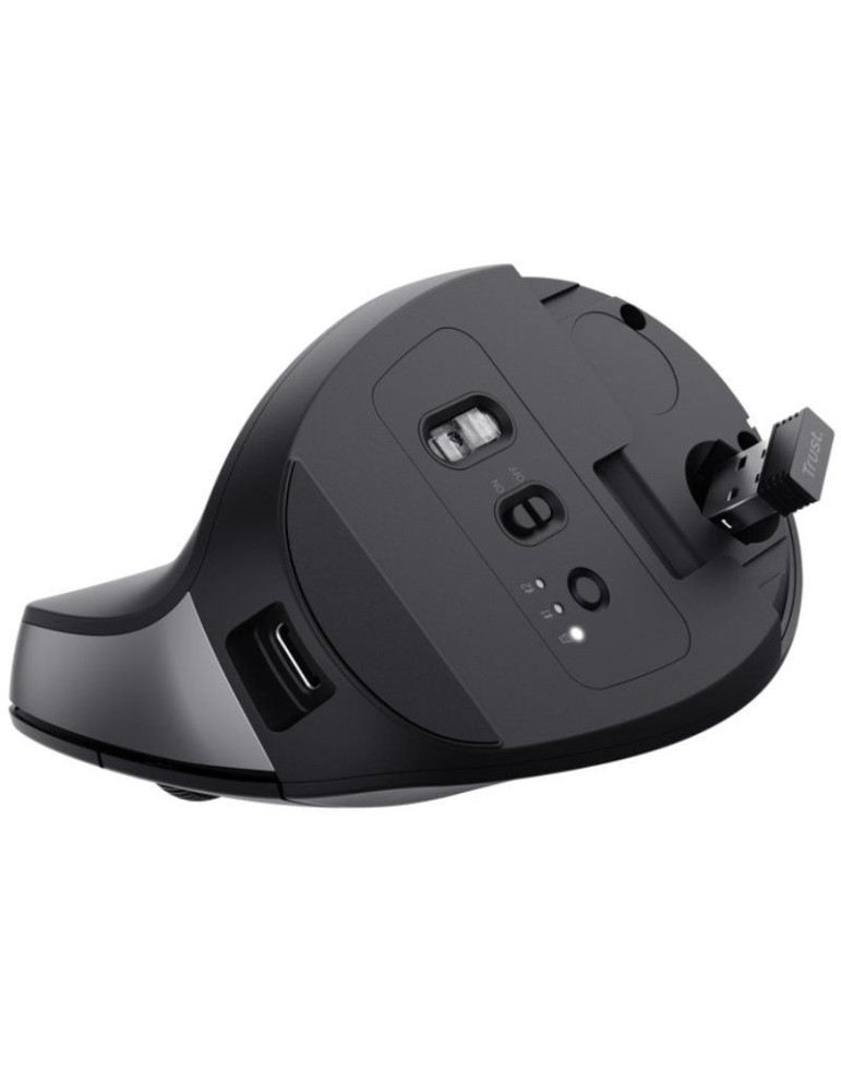 Ratón Vertical Inalámbrico Trust Bayo+/ Batería Recargable/ Hasta 2400 DPI