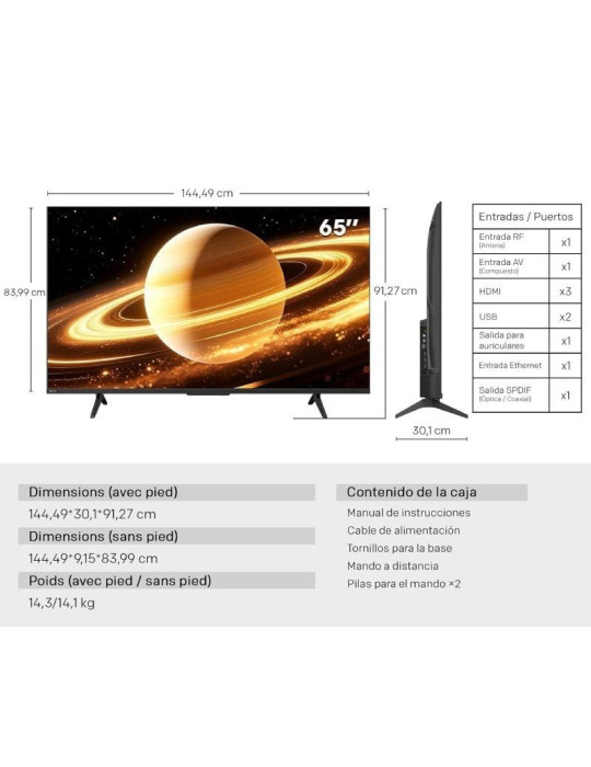 Televisor Metz QLED MiniLED 65MNH7000Z 65"/ Ultra HD 4K/ Smart TV/ WiFi