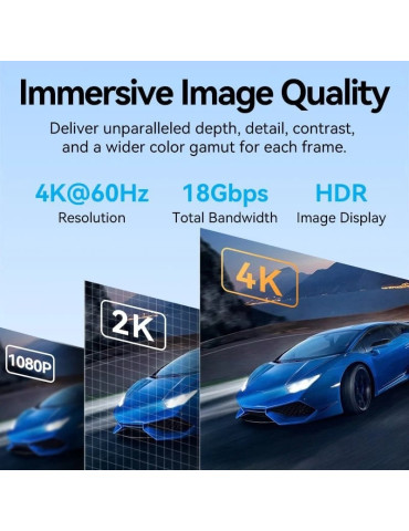 Cable HDMI 4K Vention ALMBD/ HDMI Macho - HDMI Macho/ 50cm/ Negro 2