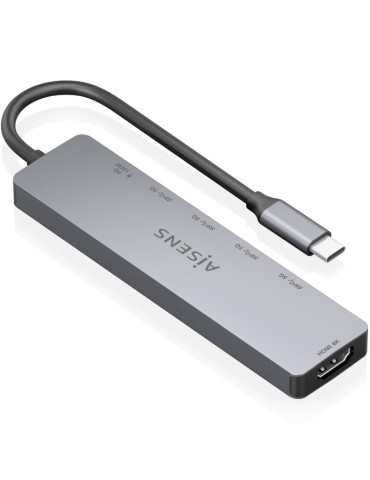 Docking USB Tipo-C Aisens ASUC-6P047-GR/ 1xHDMI 4K/ 4xUSB/ 1xUSB Tipo-C PD/ Gris 2
