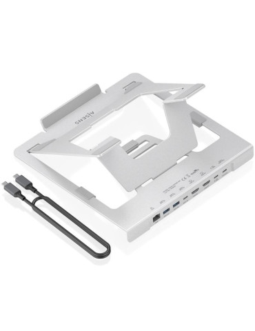 Soporte de Sobremesa - Docking USB Tipo-C Aisens ASUC-7P046-GR/ 2xUSB/ 1xUSB Tipo-C/ 2xHDMI/ 1xRJ45/ 1xUSB Tipo-C PD/ Gris
