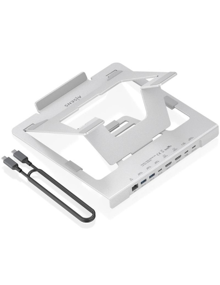 Soporte de Sobremesa - Docking USB Tipo-C Aisens ASUC-7P046-GR/ 2xUSB/ 1xUSB Tipo-C/ 2xHDMI/ 1xRJ45/ 1xUSB Tipo-C PD/ Gris