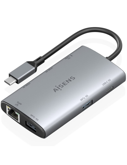 Docking USB Tipo-C Aisens ASUC-7P049-GR/ 2xHDMI 4K/ 1xRJ45/ 2xUSB/ 1xUSB Tipo-C/ 1xUSB Tipo-C PD/ Gris