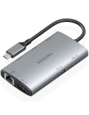 Docking USB Tipo-C Aisens ASUC-7P049-GR/ 2xHDMI 4K/ 1xRJ45/ 2xUSB/ 1xUSB Tipo-C/ 1xUSB Tipo-C PD/ Gris