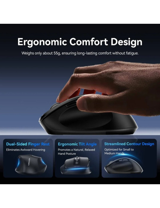 Ratón Ergonómico Silencioso Inalámbrico Vention KTHB0-ST/ Hasta 4000 DPI