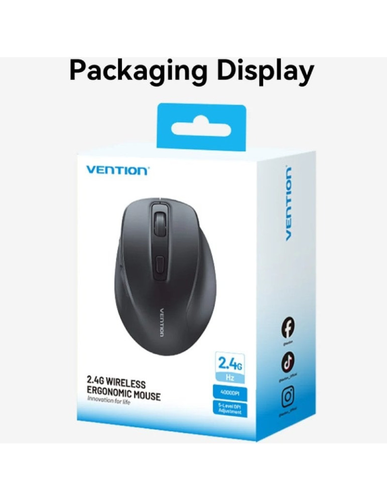 Ratón Ergonómico Silencioso Inalámbrico Vention KTHB0-ST/ Hasta 4000 DPI
