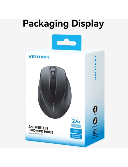Ratón Ergonómico Silencioso Inalámbrico Vention KTHB0-ST/ Hasta 4000 DPI