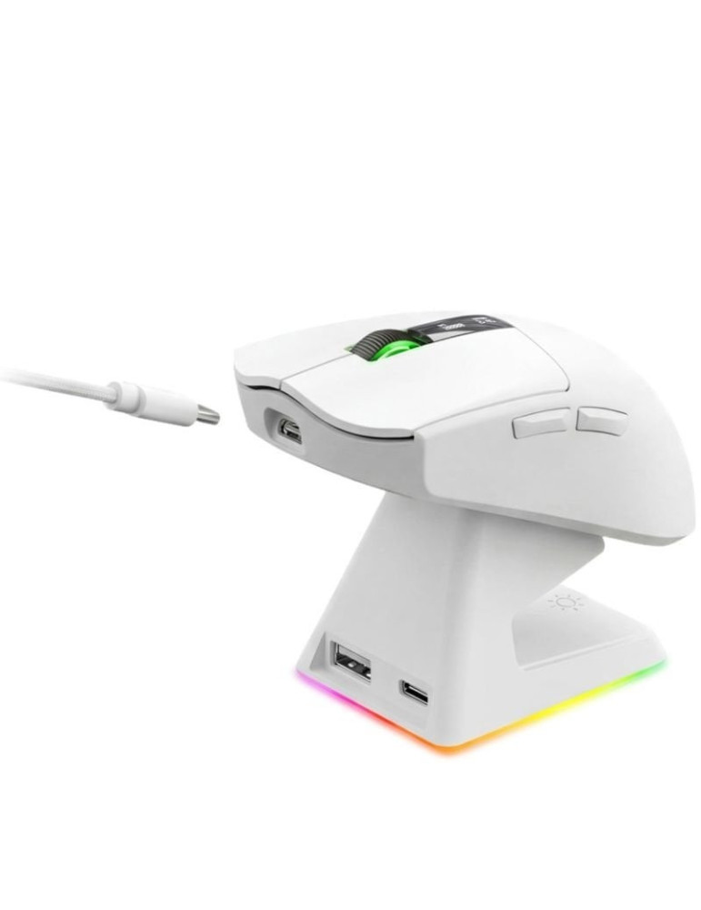 Ratón Gaming Inalámbrico Mars Gaming MMW-Elite/ Batería Recargable/ Hasta 20000 DPI/ Blanco