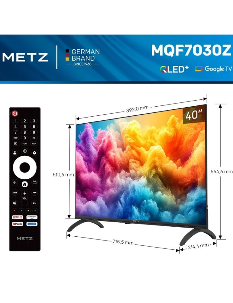 Televisor Metz QLED 40MQF7030Z 40"/ Full HD/ Smart TV/ WiFi