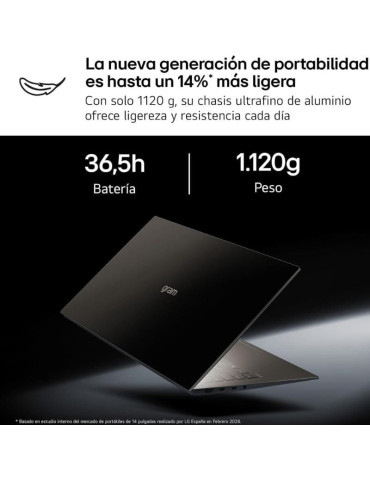 Portátil LG Gram 14ZD90U-G.AX85BN Intel Core Ultra 7-355/ 32GB/ 512GB SSD/ 14"/ Sin Sistema Operativo 2