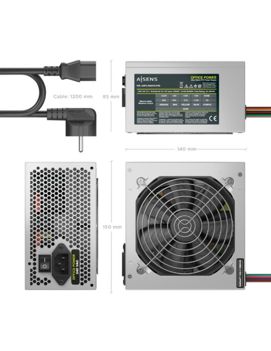 Fuente de Alimentación Aisens ASPC-500ATX-PSE/ 500W/ Ventilador 12cm
