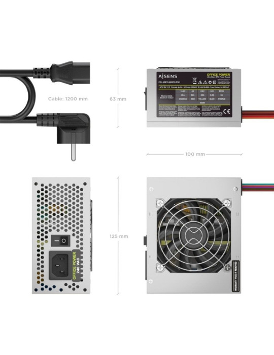Fuente de Alimentación SFX Aisens ASPC-500SFX-PSE/ 500W/ Ventilador 8cm