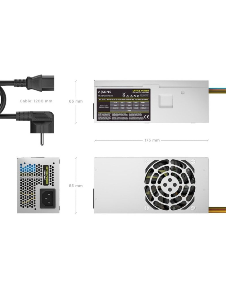 Fuente de Alimentación TFX Aisens ASPC-500TFX-PSE/ 500W/ Ventilador 8cm