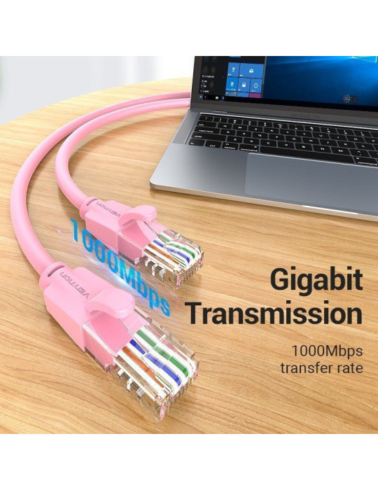 Cable de Red RJ45 UTP Vention IBEPF Cat.6/ 1m/ Rosa