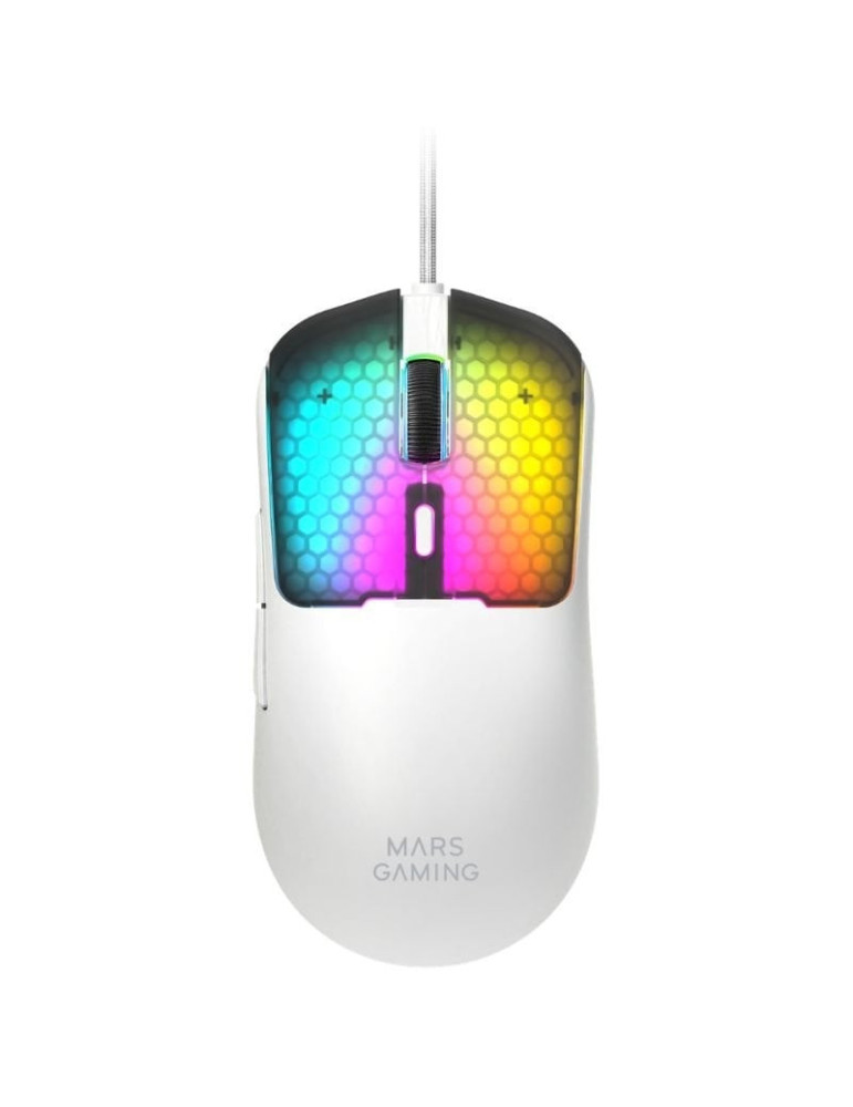 Ratón Gaming Mars Gaming MM-Viper/ Hasta 12800 DPI/ Blanco