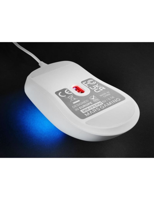 Ratón Gaming Mars Gaming MM-Viper/ Hasta 12800 DPI/ Blanco