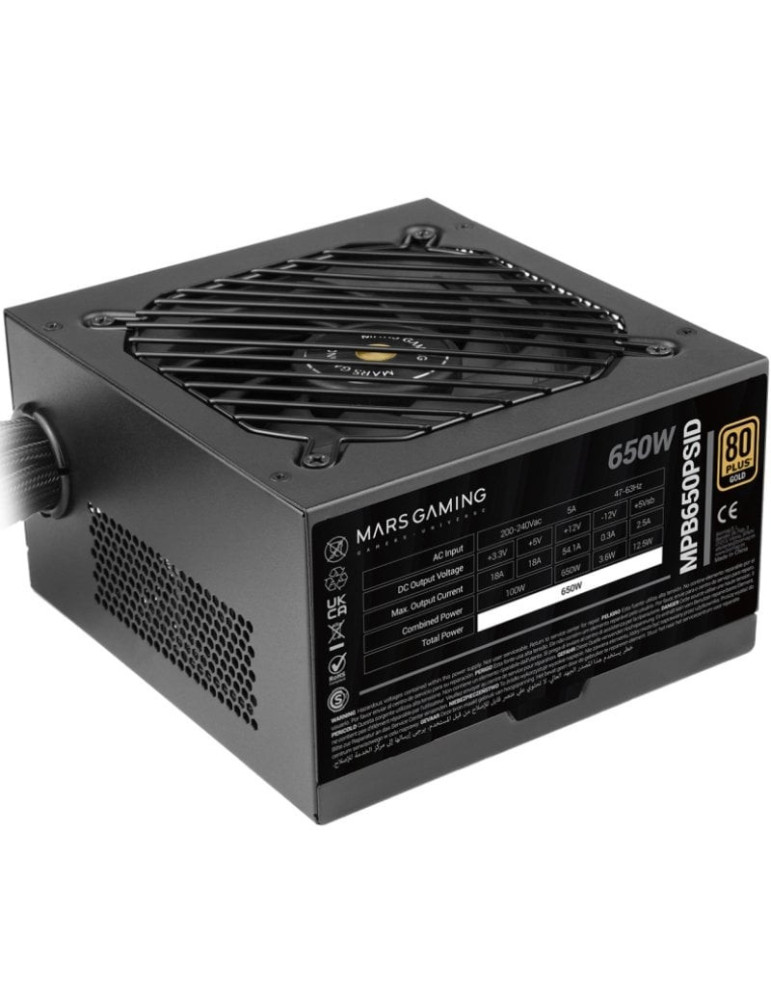 Fuente de Alimentación Mars Gaming MPB650PSID/ 650W/ Ventilador 12cm/ 80 Plus Gold