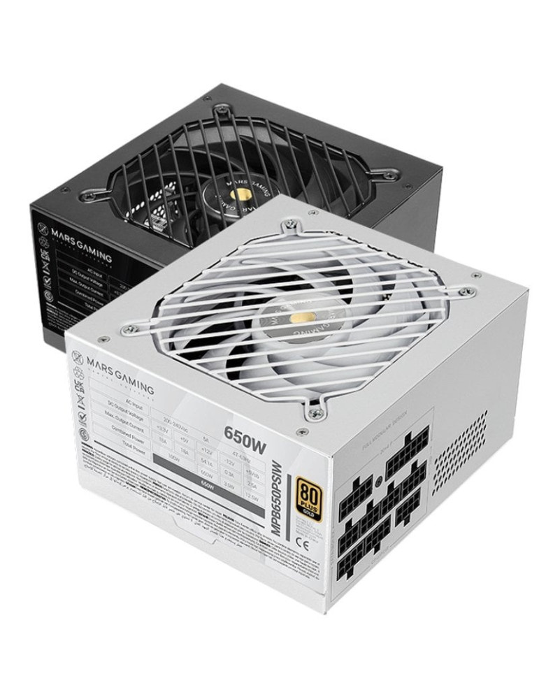 Fuente de Alimentación Mars Gaming MPB650PSI/ 650W/ Ventilador 12cm/ 80 Plus Gold/ Blanca