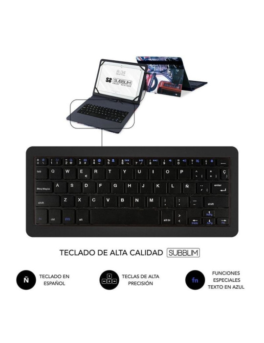 Funda con Teclado Subblim Keytab Pro USB England para Tablets de 10.1"-11"