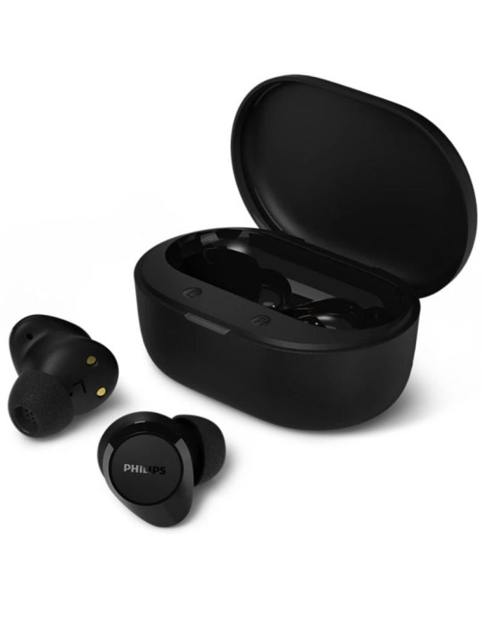 Auriculares Bluetooth Philips TAT1300BK con estuche de carga/ Autonomía 6h/ Negros