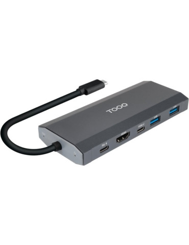 Docking USB Tipo-C TooQ TQE-2241G/ Ranura SSD M.2/ 1xHDMI/ 2xUSB/ 1xUSB Tipo-C/ 1xLector Tarjetas/ 1xUSB Tipo-C PD