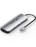 Docking USB Tipo-C Vention TQMHB/ 1xHDMI 4K/ 2xUSB/ 1xUSB Tipo-C/ 1xJack 3.5mm / 1xRJ45/ 1xUSB Tipo-C PD/ 1xLector Tarjetas/ Gri