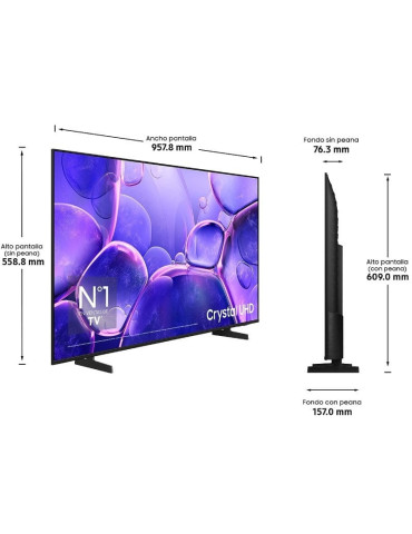 Televisor Samsung LED Crystal UHD TU43U8005FU 43"/ Ultra HD 4K/ Smart TV/ WiFi 2