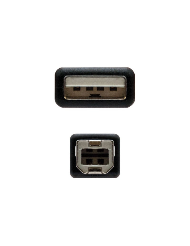 Cable USB 2.0 Impresora Nanocable 10.01.0102/ USB Tipo-B Macho - USB Macho/ 1m/ Negro