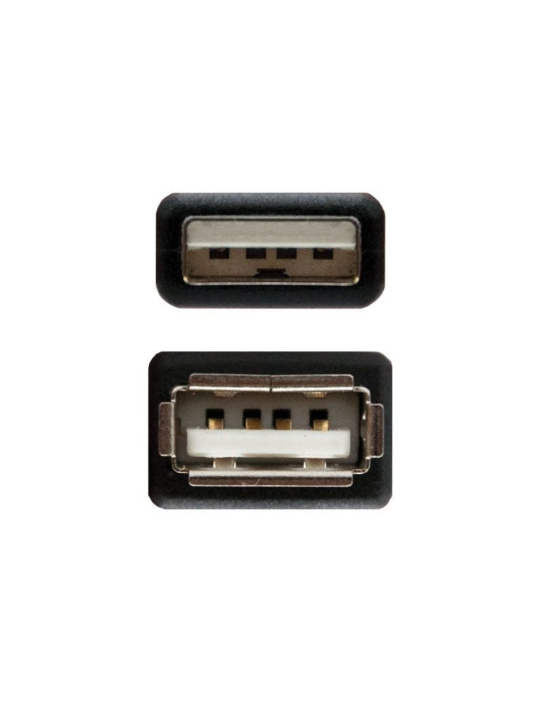 Cable Alargador USB 2.0 Nanocable 10.01.0203-BK/ USB Macho - USB Hembra/ 1.8m/ Negro