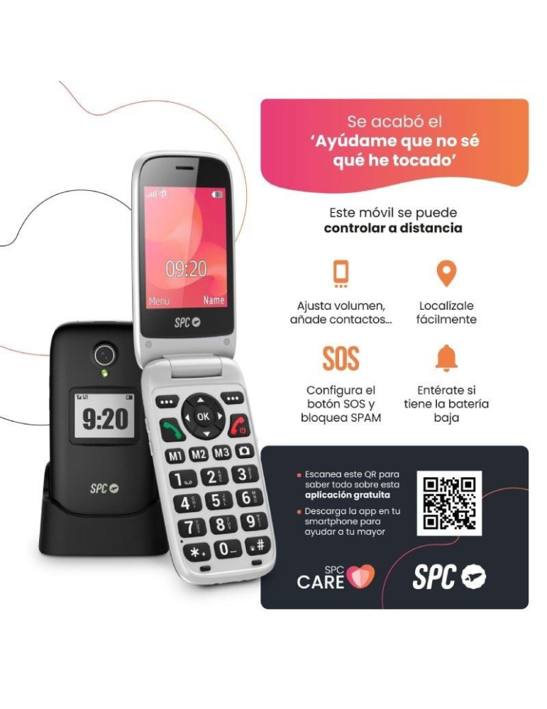 Teléfono Móvil SPC Polaris para Personas Mayores/ 4G/ Negro