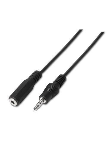 Cable Estéreo Aisens A128-0145/ Jack 3.5 Macho - Jack 3.5 Hembra/ Hasta 0.1W/ 1.5m/ Negro