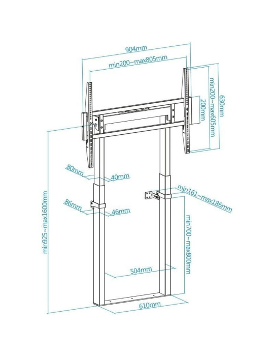 Soporte de Pared Fijo/ Suelo TooQ HIPERIÓN FS2280M-B para TV de 55-100"/ hasta 120kg