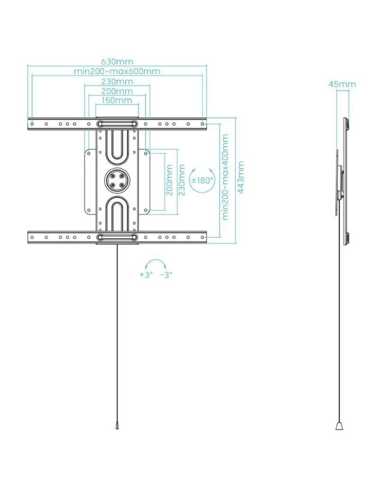 Soporte de Pared Giratorio/ Inclinable/ Nivelable TooQ LP3780F-R para TV de 37-80"/ hasta 50kg