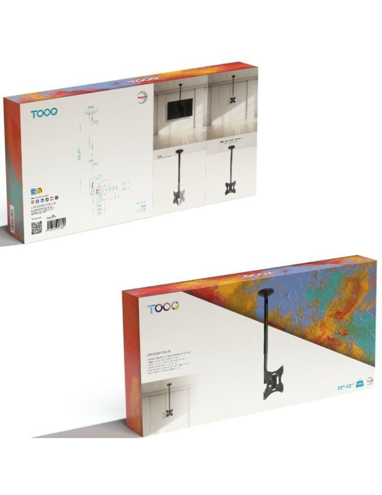 Soporte de Techo Giratorio/ Inclinable/ Nivelable TooQ LPCE2301TSLI-B para TV de 23-42"/ hasta 30kg