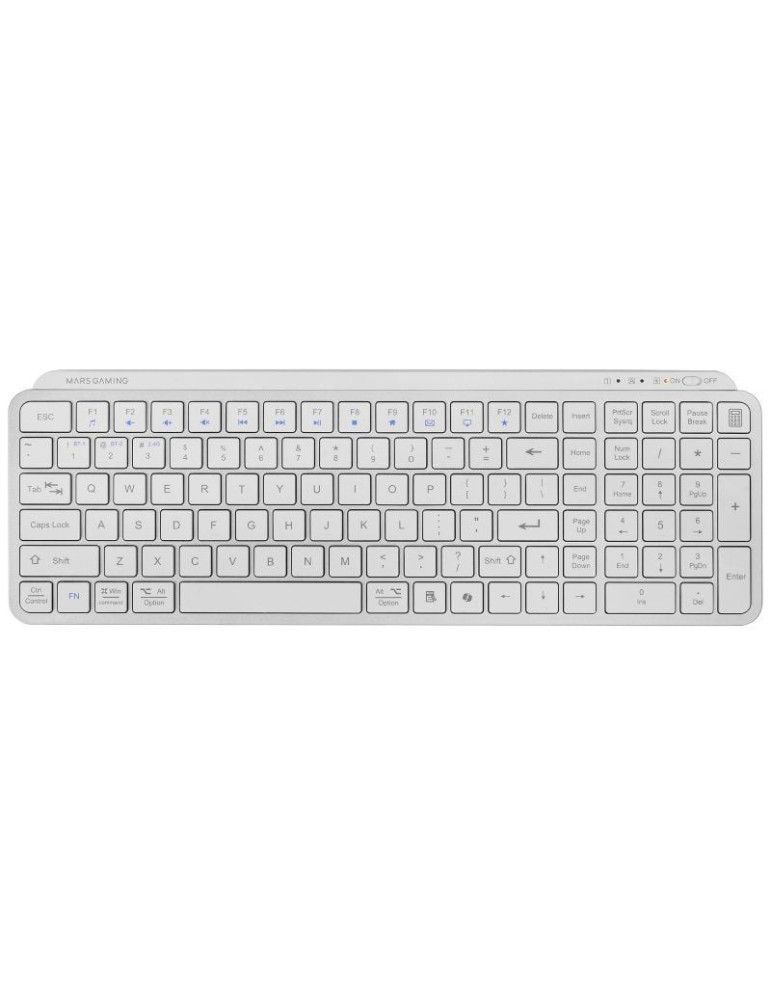 Teclado Compacto Inalámbrico Mars Gaming MK-SILENKEYS/ Blanco