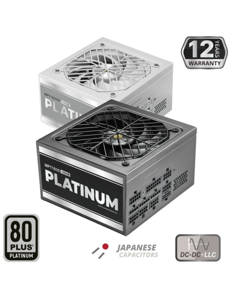 Fuente de Alimentación Mars Gaming MPT1000/ 1000W/ Ventilador 12cm/ ATX 3.1/ PCIe 5.1/ 80 Plus Platinum/ Negra