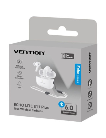 Auriculares Bluetooth Vention Echo Lite E11 Plus con estuche de carga/ Autonomía 6h/ Blancos 2