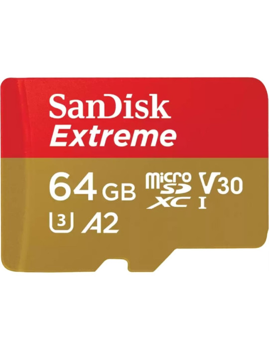 Tarjeta de Memoria SanDisk Extreme 64GB microSD XC UHS-I con Adaptador/ Clase 10/ 170MBs