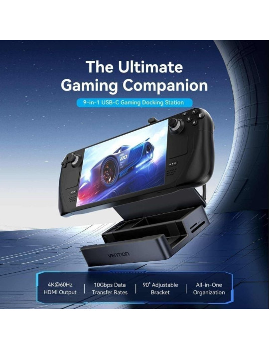 Docking USB Tipo-C para Steam Deck / Switch Vention TPZH0/ 2xHDMI 4K/ 3xUSB/ 1xUSB Tipo-C/ 1xUSB Tipo-C PD/ 1xRJ45/ 1xLector Tar
