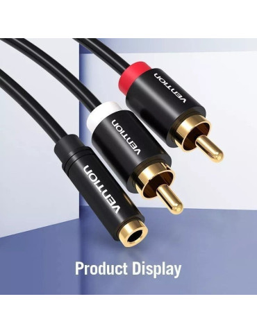 Cable Estéreo Vention VAB-R01-B100/ Jack 3.5 Hembra - 2x RCA Macho/ 1m/ Negro 2