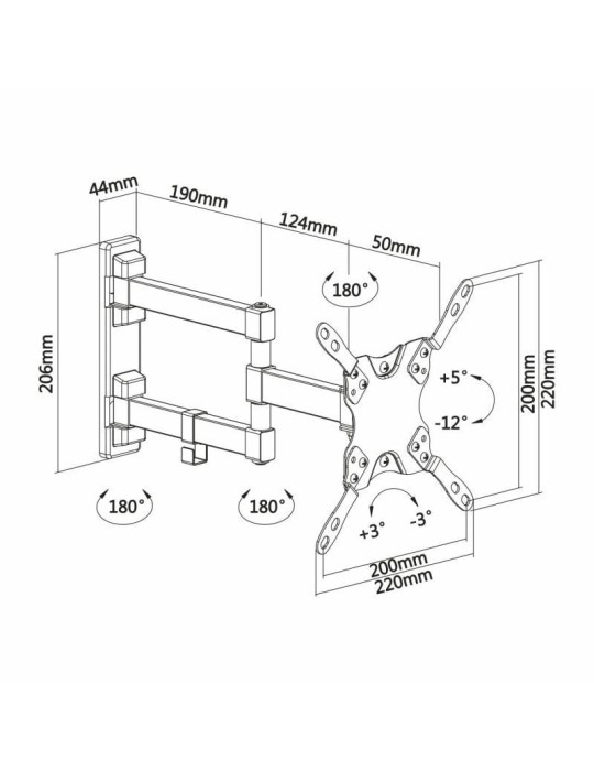 Soporte de Pared Extensible/ Giratorio/ Inclinable/ Nivelable Aisens WT42TSLE-011 para TV de 13-42"/ hasta 20kg