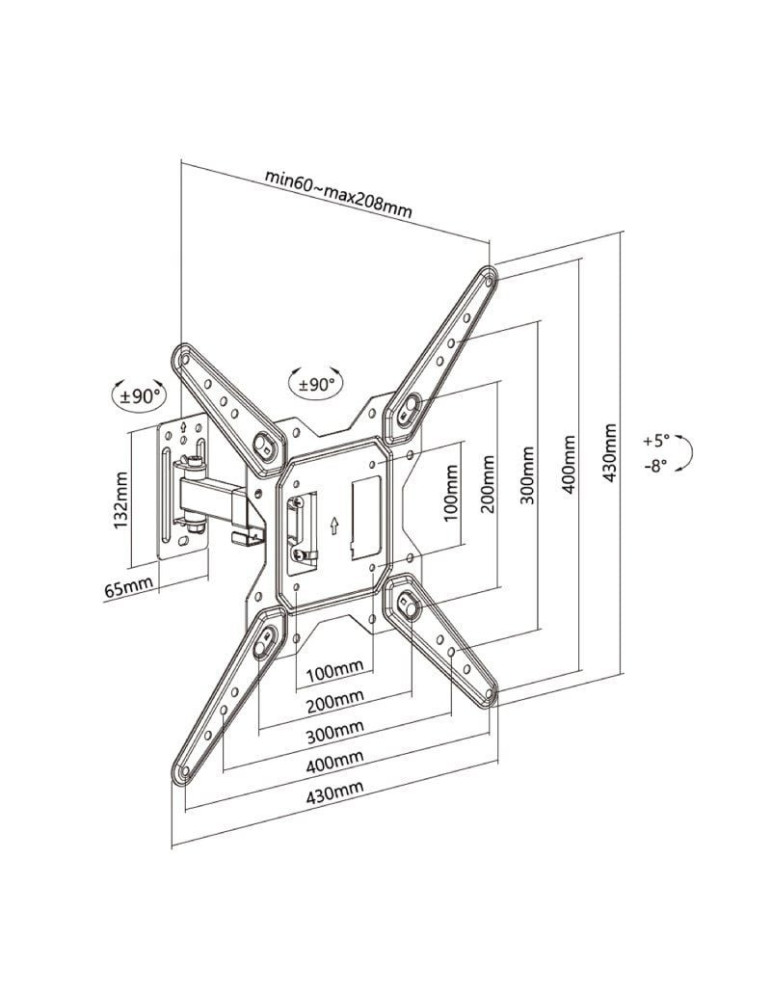Soporte de Pared Extensible/ Giratorio/ Inclinable/ Aisens WT55TSE-151 para TV de 23-55"/ hasta 30kg