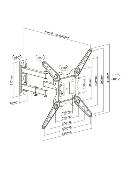 Soporte de Pared Giratorio/ Inclinable/ Aisens WT55TSE-153 para TV de 23-55"/ hasta 30kg