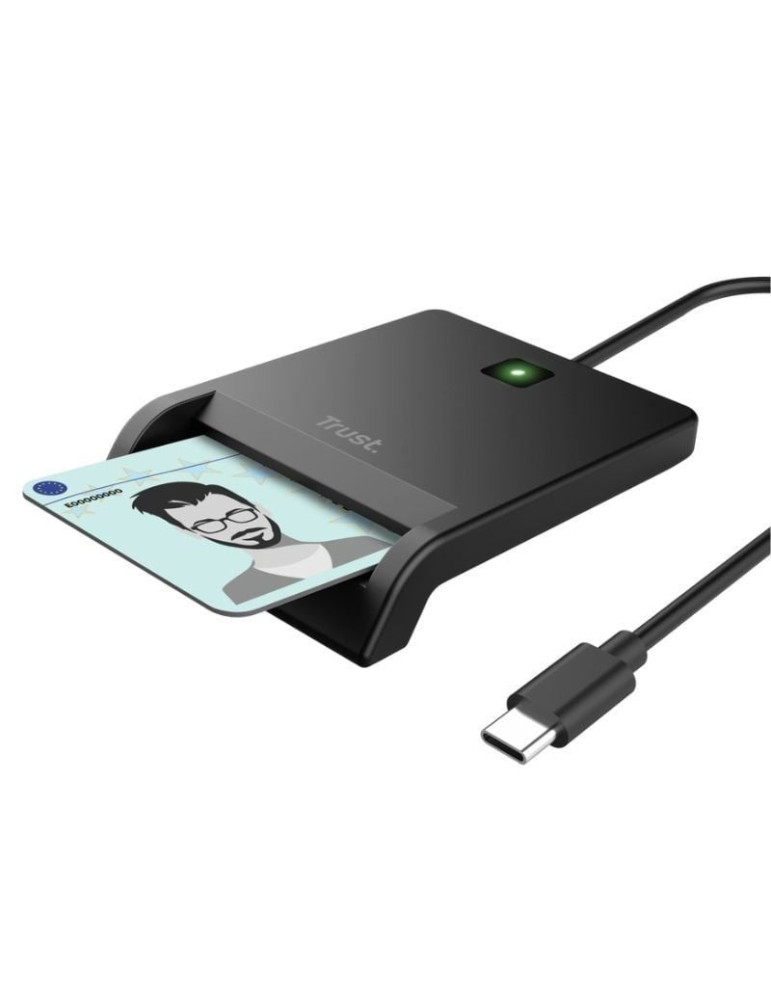 Lector de Tarjetas Inteligentes Trust Primo 26253/ USB Tipo-C/ Negro