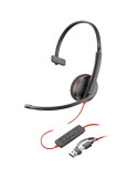 Auricular Poly Blackwire 3210 + Adaptador USB-C/A/ con Micrófono/ USB Tipo-C/ Negro
