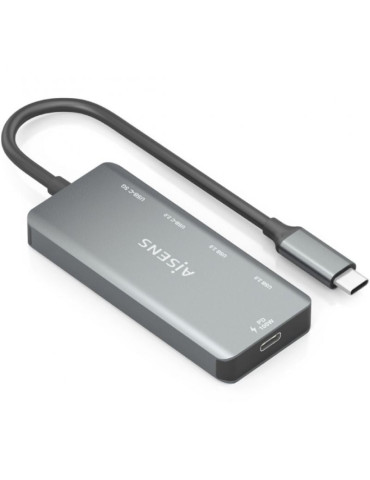 Hub USB Tipo-C Aisens A109-0946/ 2xUSB/ 2xUSB Tipo-C/ 1xUSB Tipo-C PD/ Gris