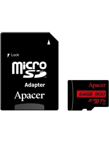 Tarjeta de Memoria Apacer 64GB XC UHS 1 con Adaptador/ Clase 10/ 100MBs 2