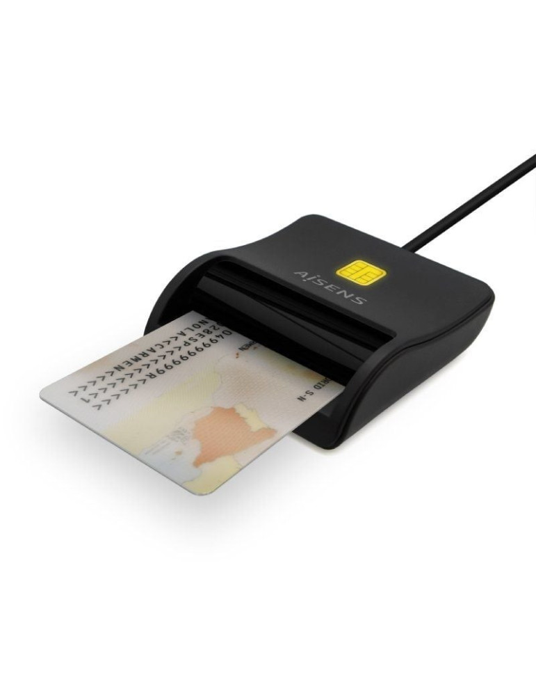Lector de DNI USB Tipo-C Aisens ASCR-SN03C-BK/ USB Tipo-C/ Negro