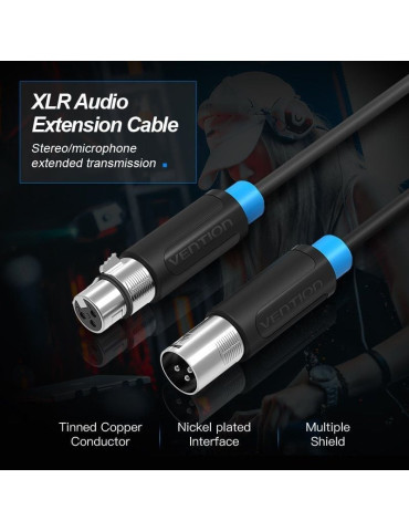 Cable Estéreo Vention BBFBJ/ XLR Macho - XLR Hembra/ 5m/ Negro 2
